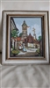 Needlepoint work framed landscape scenery