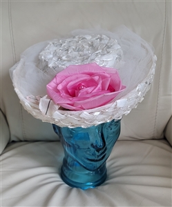 White and pink elegant women raffia hat UNIONMADE