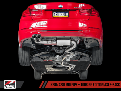 AWE Tuning BMW F3X N20/N26 328i/428i Touring Edition Exhaust, Single Side -- Diamond Black Tips (80mm)