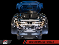 AWE Tuning Porsche 991 GT3 / RS Center Muffler Delete -- Chrome Silver Tips