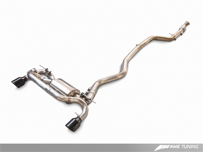 AWE Tuning BMW F3X 335i/435i Touring Edition Axle Back Exhaust -- Diamond Black Tips (102mm)