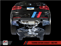 AWE Tuning BMW F3X 340i Touring Edition Axle Back Exhaust -- Diamond Black Tips (90mm)