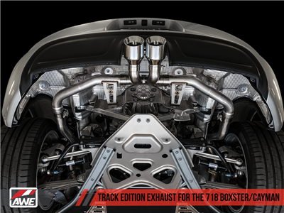 AWE Track Edition Exhaust for Porsche 718 Boxster / Cayman - Carbon Fiber Tips