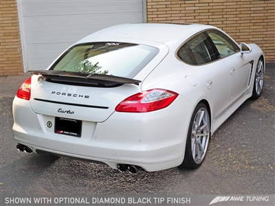 AWE Tuning Panamera Turbo Performance Exhaust System  Track Edition  Polished Silver Tips