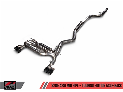 AWE Tuning BMW F3X N20/N26 328i/428i Touring Edition Exhaust, Quad Outlet -- Chrome Silver Tips (80mm)