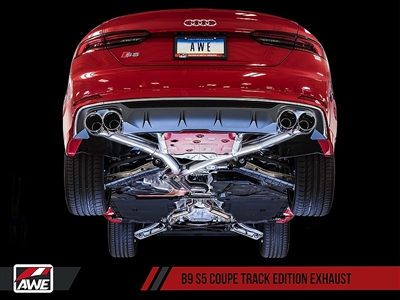 AWE Track Edition Exhaust for Audi B9 S5 Coupe - Non-Resonated - Carbon Fiber Tips