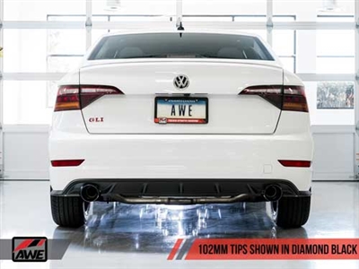 AWE Track Edition Exhaust - Resonated - for MK7 Jetta GLI w/ High Flow Downpipe (not included) - Diamond Black Tips