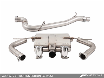 AWE Tuning Audi A3 Touring Edition Exhaust - Dual Outlet, Diamond Black 90 mm Tips