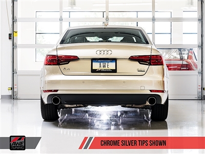 AWE Tuning B9 A4 Touring Edition Exhaust, Dual Outlet - Chrome Silver Tips (includes DP)