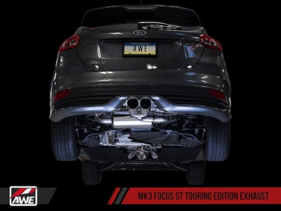 AWE Tuning (2013-2017) MK3 Focus ST Touring Edition Cat-back Exhaust - Resonated - Chrome Silver Tips