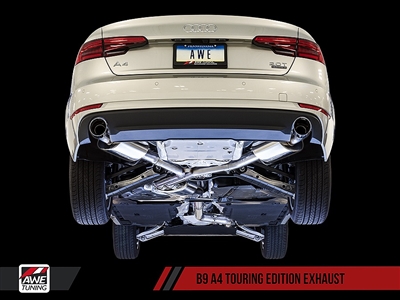 AWE Tuning B9 A4 Touring Edition Exhaust, Dual Outlet - Diamond Black Tips (includes DP)