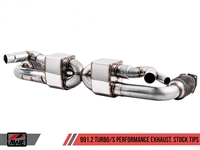 AWE Tuning Porsche 991.2 Turbo Performance Exhaust and High-Flow Cat Sections - For Use With OE Tips