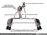 AWE Tuning B8 A5 3.2L Touring Edition Exhaust System - Quad 90mm Slash Silver Tips