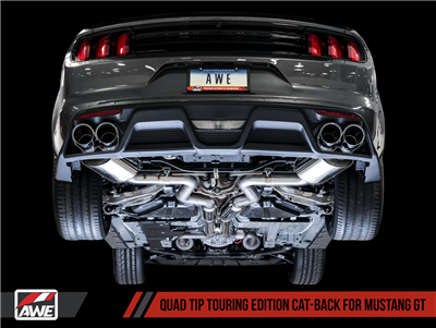 AWE Touring Edition Cat-back Exhaust for 15-17 S550 Mustang GT - Quad Outlet - No Tips (GT350 Valance)