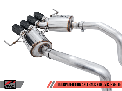 AWE Touring Edition Axleback Exhaust for C7 Corvette without AFM Valves - Z06 / ZR1 / Z51 Manual 17+ / GS Manual -- Chrome Silver Tips