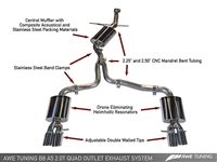 AWE Tuning B8 & B8.5 A5 2.0T Touring Edition Exhaust - Quad Outlet, Diamond Black Tips