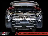 AWE Tuning Porsche 991 Turbo Performance Exhaust and High-Flow Cat Sections - With Diamond Black Quad Tips
