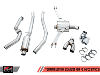 AWE Touring Edition Exhaust for 10th Gen Civic Si Coupe / Sedan (includes Front Pipe) - Triple Chrome Silver Tips