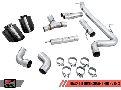 AWE Track Edition Exhaust for Audi 8V RS 3 - Diamond Black RS-style Tips