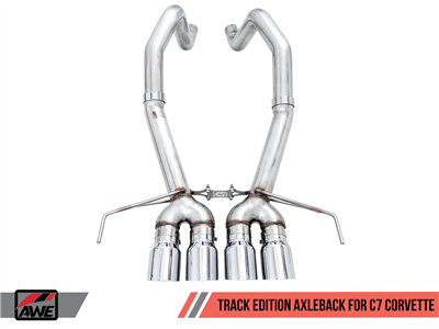 AWE Track Edition Axleback Exhaust for C7 Corvette without AFM Valves - Z06 / ZR1 / Z51 Manual 17+ / GS Manual -- Chrome Silver Tips