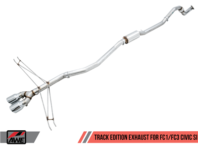 AWE Track Edition Exhaust for 10th Gen Civic Si Coupe / Sedan (includes Front Pipe) - Triple Chrome Silver Tips