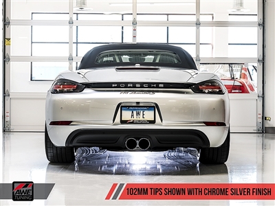 AWE Tuning Porsche 718 Boxster / Cayman SwitchPath Exhaust (PSE Only) - Chrome Silver Tips