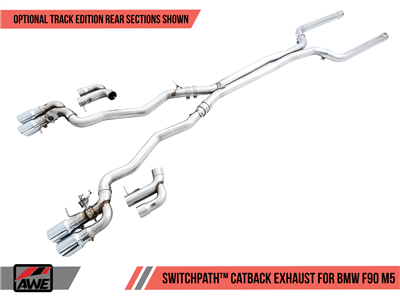 AWE SwitchPath Cat-Back Exhaust for BMW F90 M5 - Chrome Silver Tips