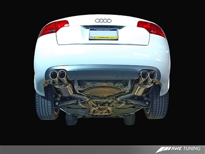 AWE Tuning Audi B7 A4 3.2L Track Edition Quad Tip Exhaust - Polished Silver Tips