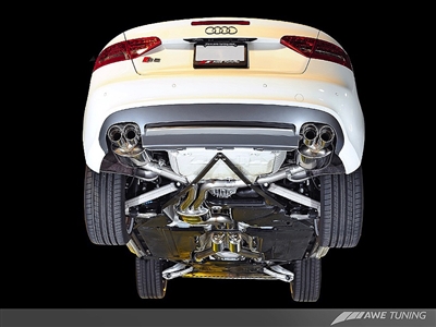 AWE Tuning S5 Cabrio Touring Edition Exhaust System (Exhaust + Non-Resonated Downpipes) - Diamond Black Tips