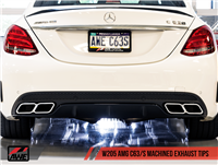AWE Tuning Mercedes-Benz AMG C63 Machined Exhaust Tips - Brushed Silver