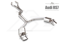 Fi-Exhaust Audi RS7 2012+ Front Pipe + Mid X Pipe + Rear Mufflers + Dual Silver Tips(Compitable with OEM elect. Valve - No Remote Control Including)