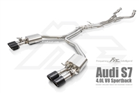 Fi-Exhaust Audi S7 2012+ Front Pipe + Mid X Pipe + Rear Mufflers + Quad Silver Tips(Compitable with OEM elect. Valve - No Remote Control Including)
