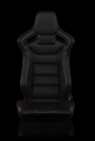 Braum Elite Series Sport Seats - Black Leatherette (Orange Stitching)