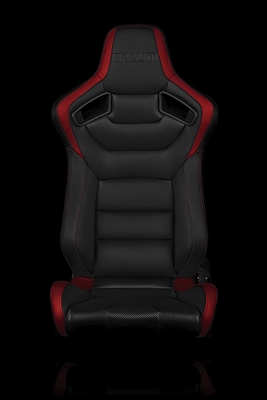 Braum Elite Series Sport Seats - Black and Red Leatherette