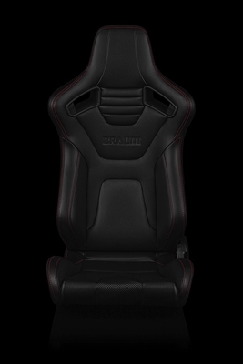 Braum Elite-X Series Sport Seats - Black Leatherette / Carbon Fiber (Red Stitching)
