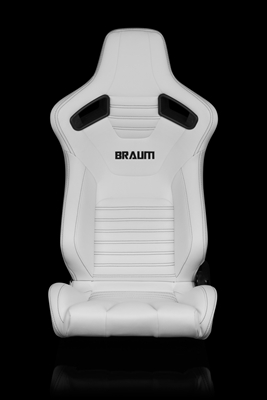 Braum Elite-X Series Sport Seats - White Leatherette / Carbon Fiber (Black Stitching)