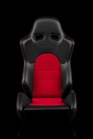 Braum Advan Series Sport Seats - Black Leatherette with Red Fabric Insert