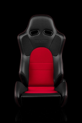 Braum Advan Series Sport Seats - Black Leatherette with Red Fabric Insert