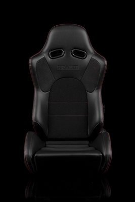 Braum Advan Series Sport Seats - Black Leatherette (Red Stitching)