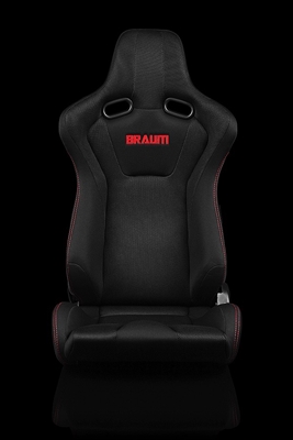Braum Venom Series Sport Seats - Black Cloth (Red Stitching)