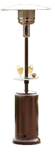 Hammered Bronze Outdoor Patio Heater with Table