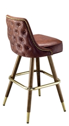 Studded Tufted  Mid-Century Bar Stool