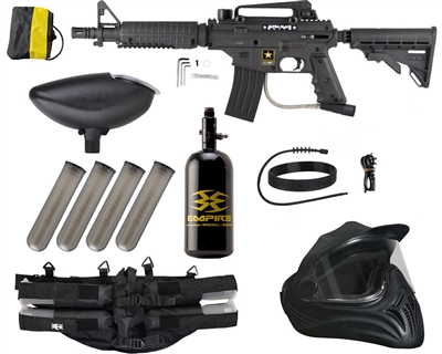 Tippmann US Army Alpha Black Elite Tactical Legendary Paintball Gun Package Kit - Black