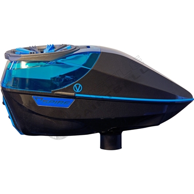 Virtue Paintball Spire Electronic Loader - Gloss Graphite/Cyan w/ Crown 2.5