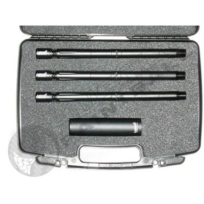 Lapco AccuShot 3 Barrel Kit with Case and Air Cooled Machine Gun Shroud - Autococker - 0.690, 0.687, 0.684 - 14 inch - Bead Blasted Black