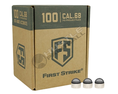 100 First Strike Paintballs - Dark Grey/White Shell - White Fill