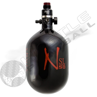 Ninja Paintball 50 cu 4500 psi ''SL'' Carbon Fiber HPA Tank - Super Light - Black w/ Red Logo