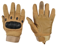 Warrior Paintball Full Finger Gloves - Carbon Knuckle - Tan
