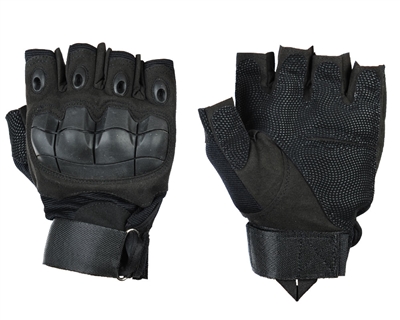 Warrior Paintball Half Finger Gloves - Flex Knuckle - Black