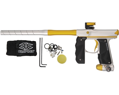 Empire Paintball Marker - Mini GS w/ 2 Piece Barrel - Dust Silver/Dust Gold